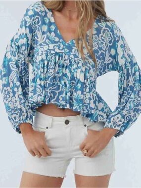 O’Neill Mary Cristina Floral Top In Blue XS